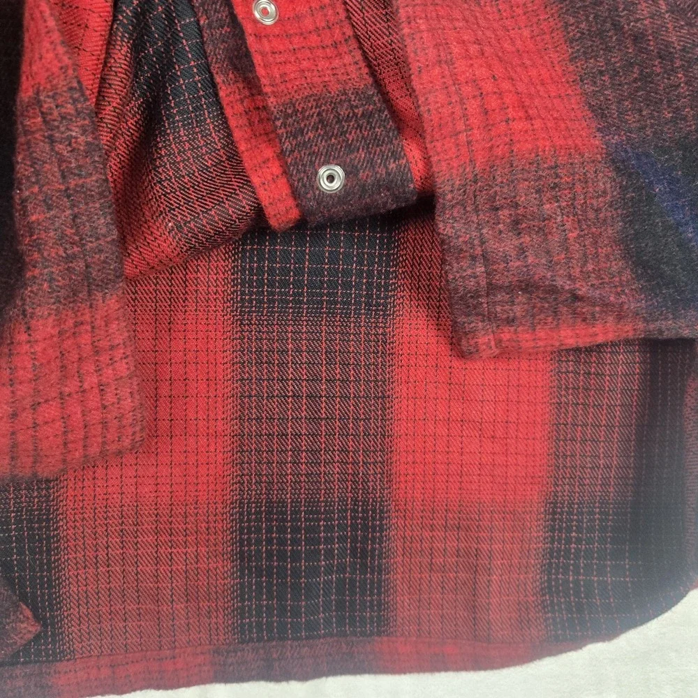 Lemon Grass Women's Red‎ Black Plaid Shacket Size 22W Snaps Wool - Picture 8 of 11